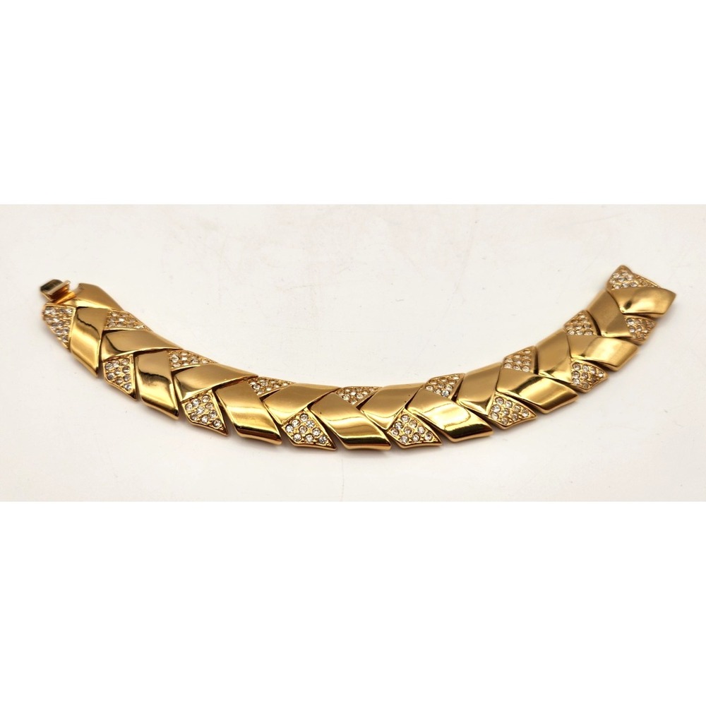 JOAN RIVERS Goldtone Clear Rhinestones 7.5" Bracelet 1980s Glamour
